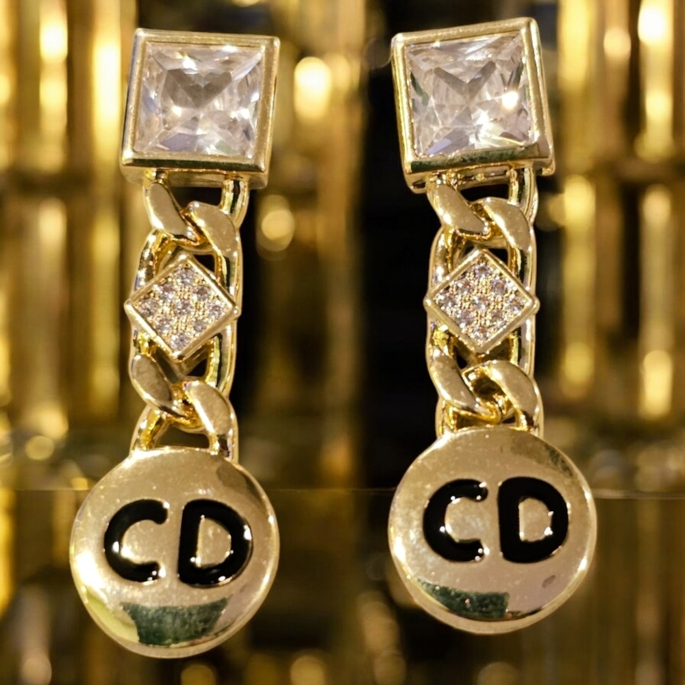 Gold Chain Medallion Earrings